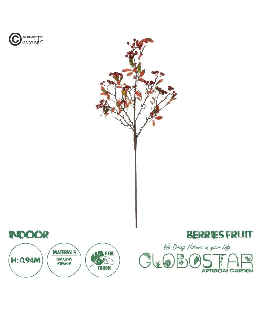 GloboStar® Artificial Garden BROWN BERRIES FRUIT BRANCH 21444 Τεχνητό Διακοσμητικό Κλαδί Κάφε Γκί Y94cm